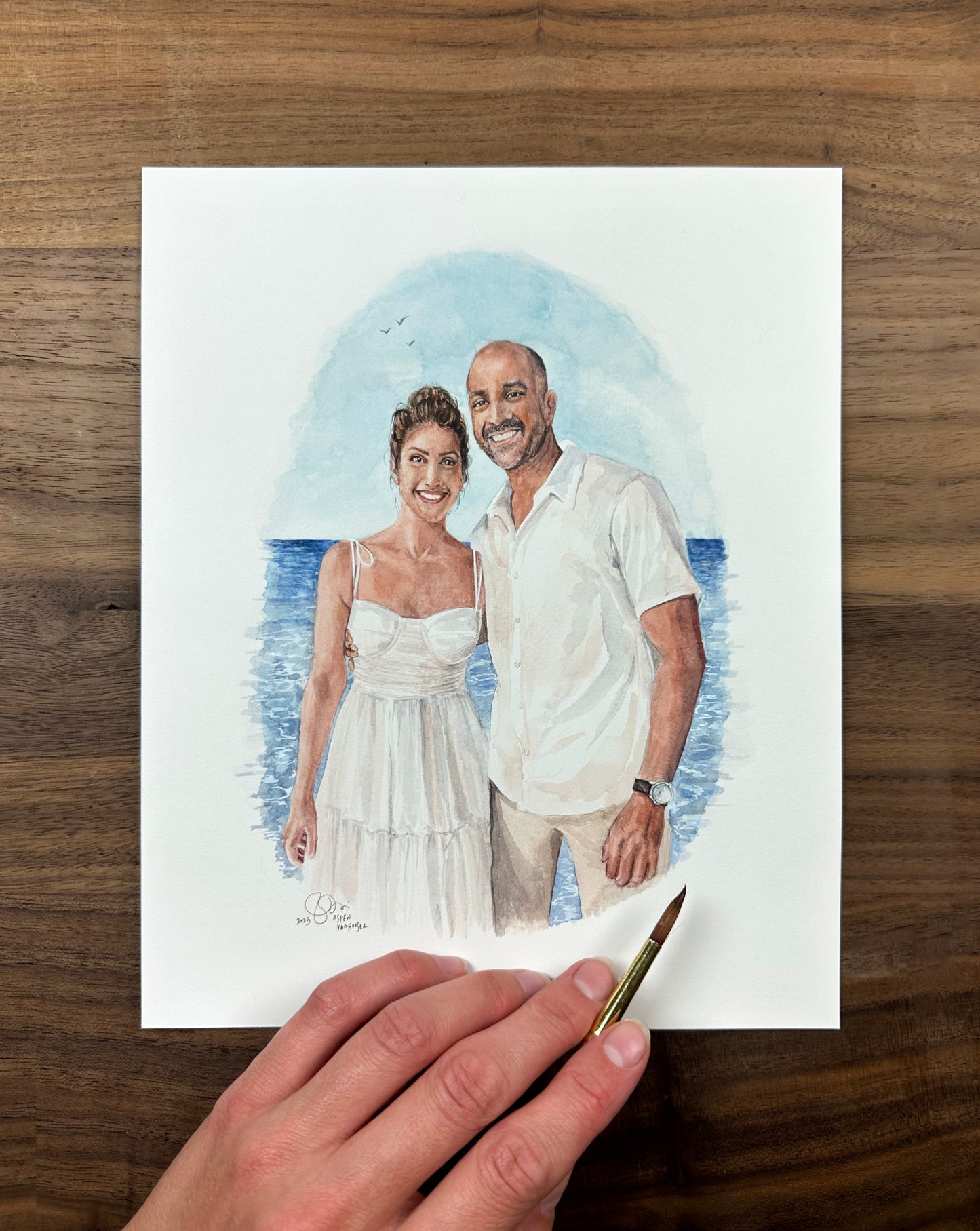 Custom Watercolor Portrait Painting, People and Pets