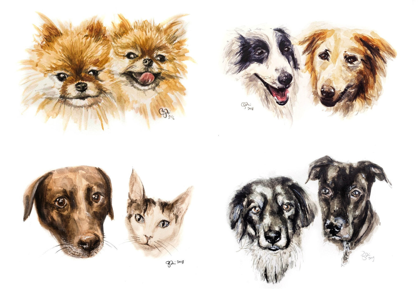 Custom Watercolor Pet Portrait Painting, Made to order, Any Animal