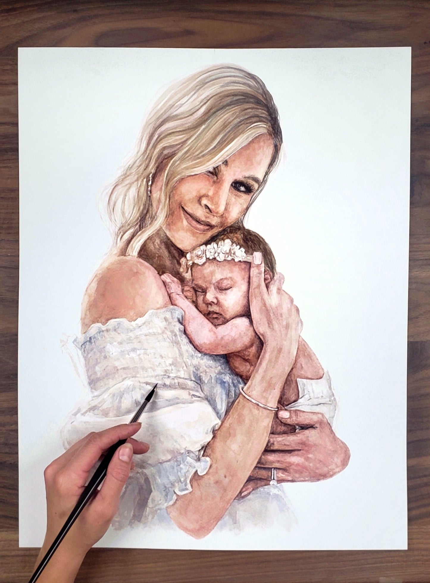 Custom Watercolor Portrait Painting, People and Pets