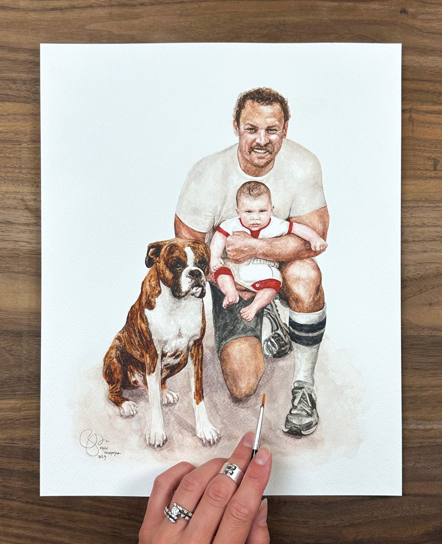 Custom Watercolor Portrait Painting, People and Pets