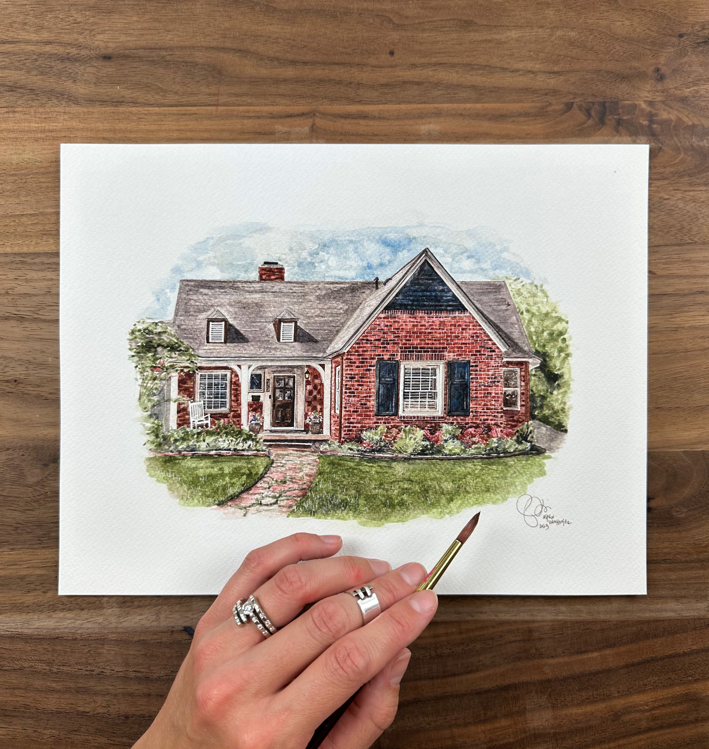 Custom Watercolor House retailer Paintings